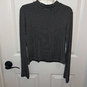 Olivia Rae Black and White Striped Long Sleeve Top